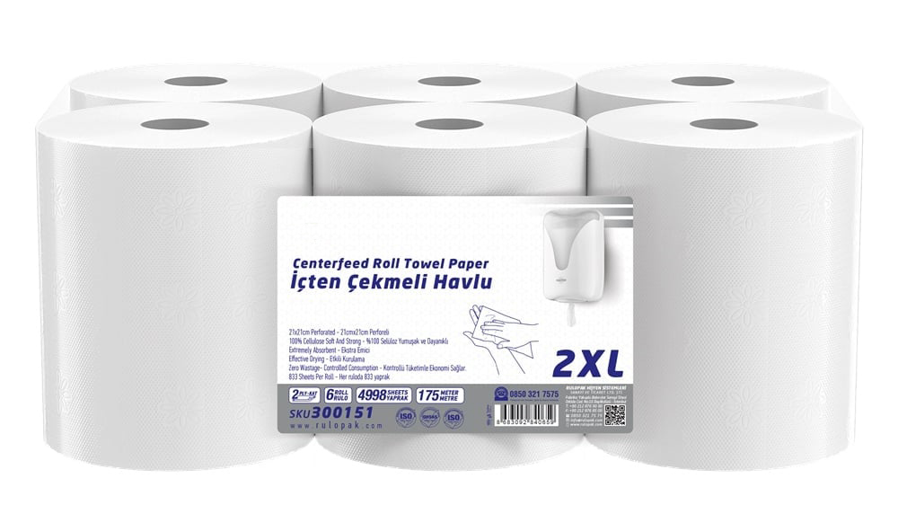 İçten Çekmeli Kağıt Havlu 2XL 175M 6 Lı Paket
